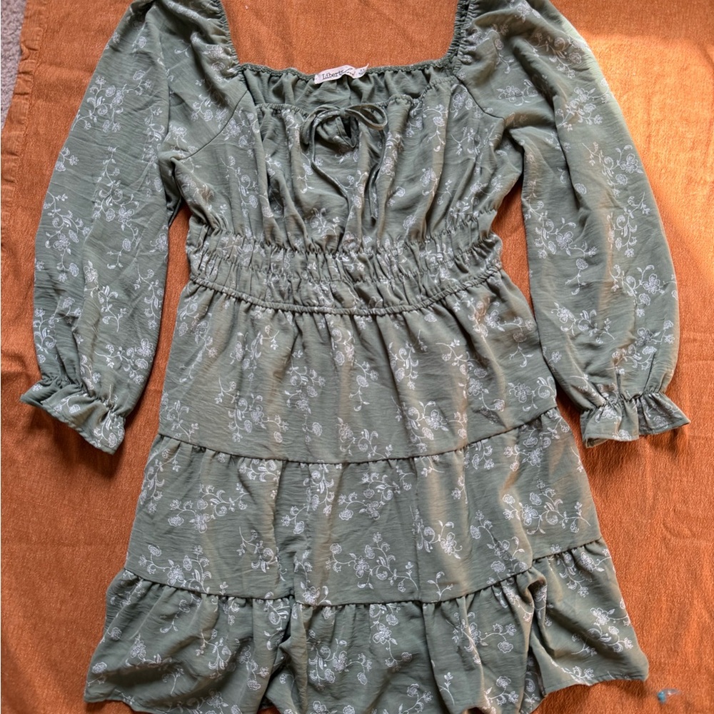 Liberty Love Sage Green Floral Mini Dress